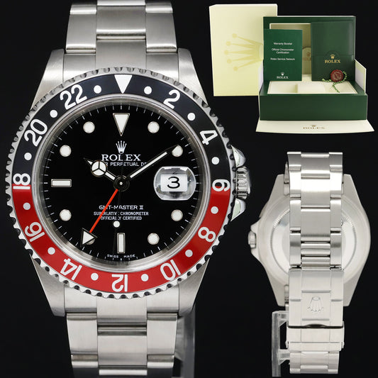 2005 MINT COKE Rolex GMT-Master II Red Black Steel 16710 40mm Watch Box