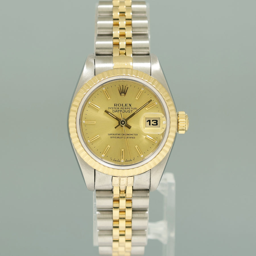 MINT PAPERS Ladies Rolex DateJust 26mm 69173 Two Tone Champagne Gold Jubilee Watch