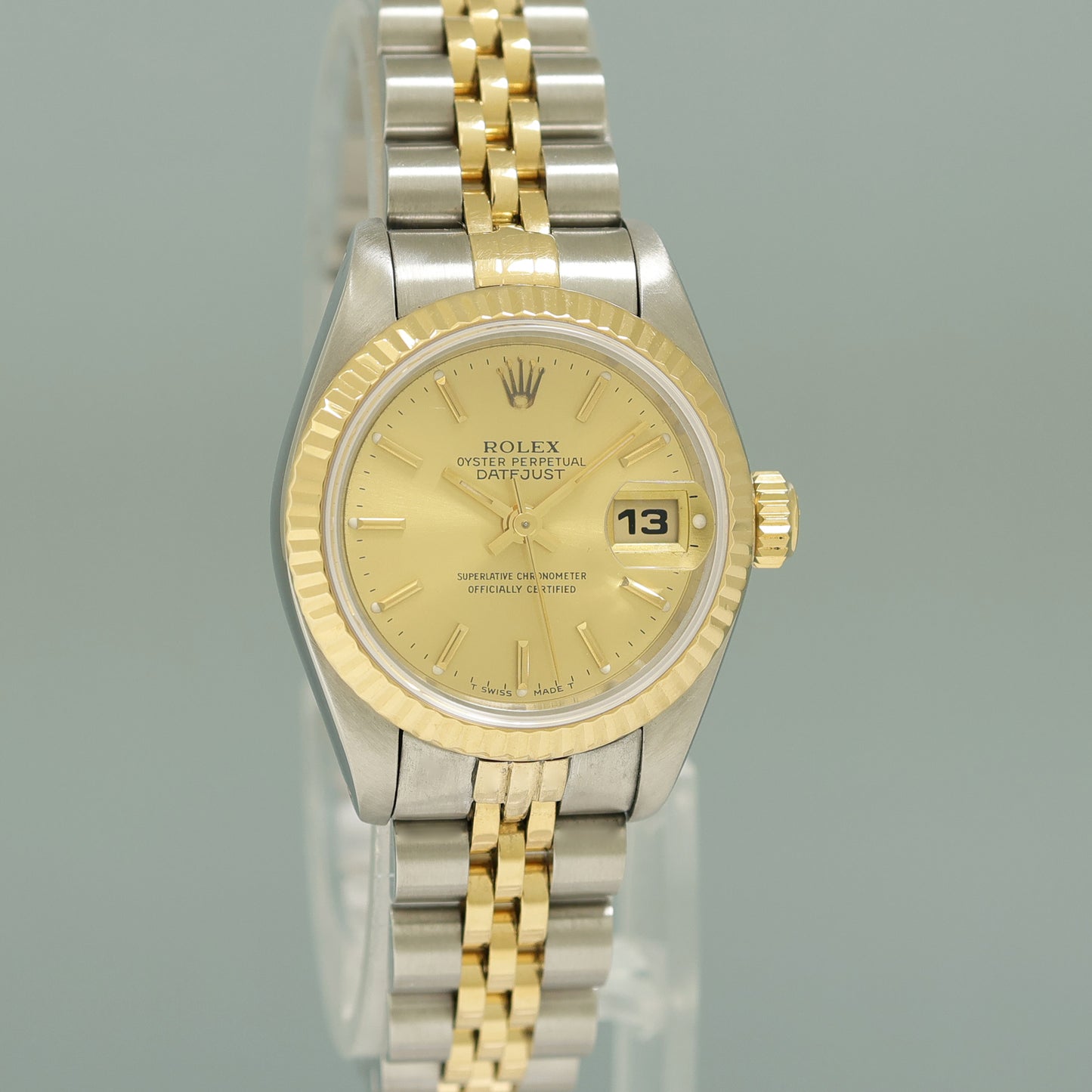 MINT PAPERS Ladies Rolex DateJust 26mm 69173 Two Tone Champagne Gold Jubilee Watch