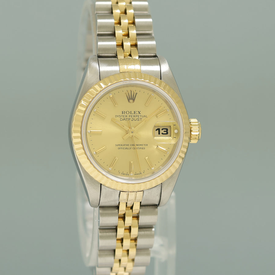 MINT PAPERS Ladies Rolex DateJust 26mm 69173 Two Tone Champagne Gold Jubilee Watch