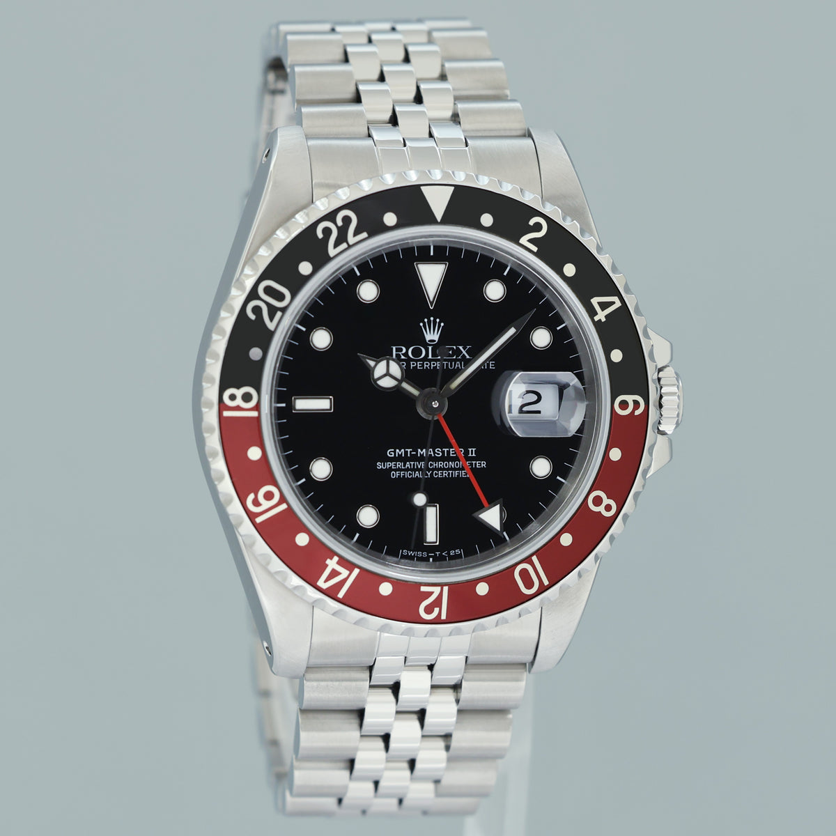 TRITIUM PAPERS MINT Rolex GMT-Master II 2 Coke Red Steel 16710 40mm Jubilee Watch