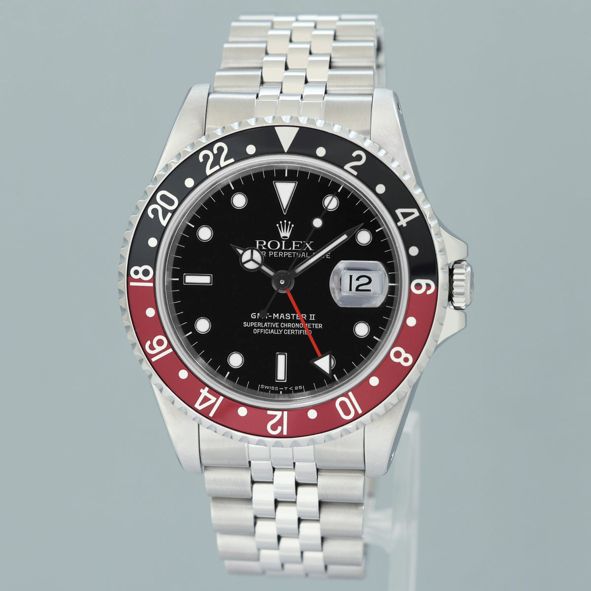 TRITIUM PAPERS MINT Rolex GMT-Master II 2 Coke Red Steel 16710 40mm Jubilee Watch