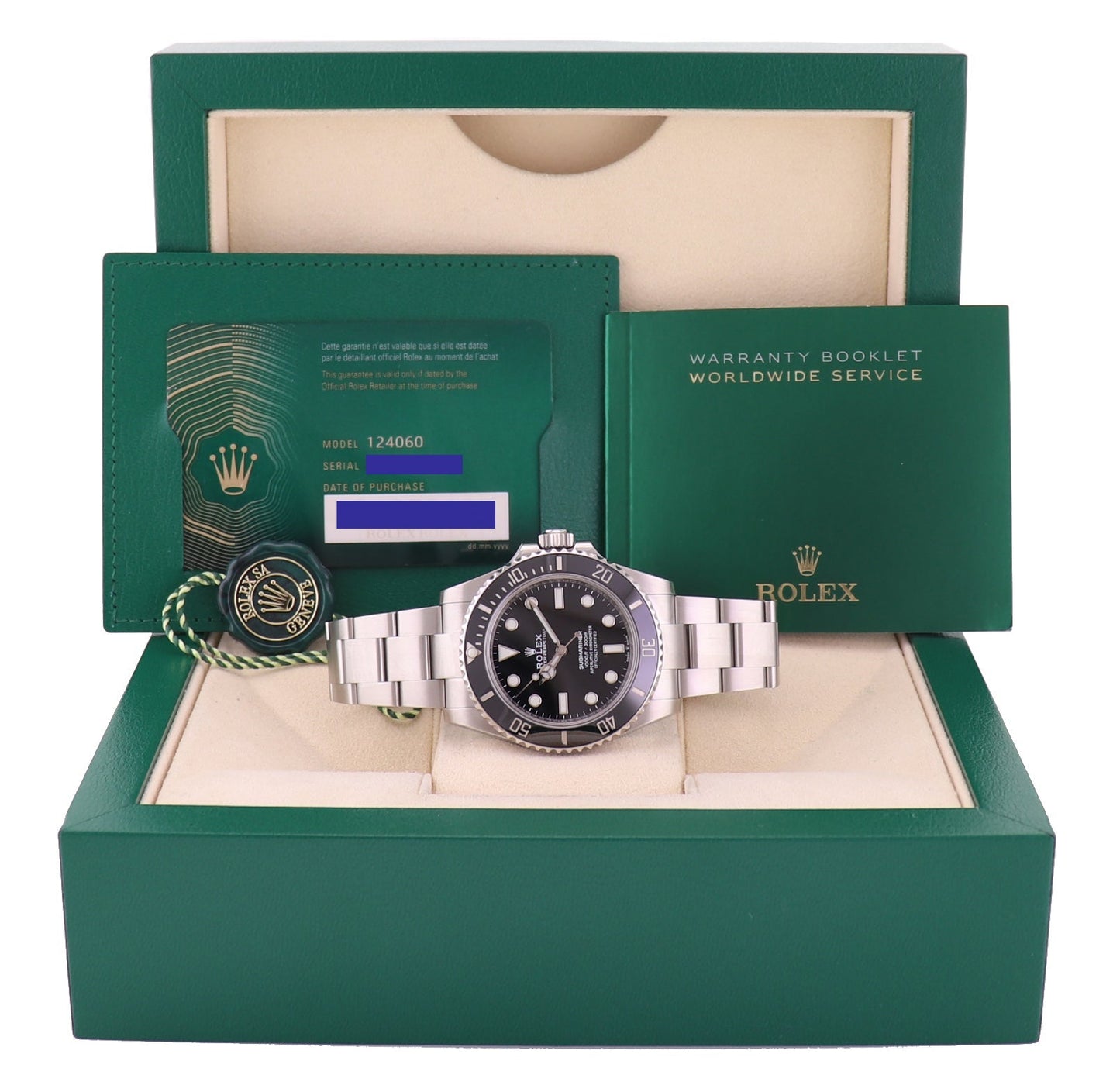 2022 NEW PAPERS Rolex Submariner 41mm Black Ceramic 124060LN No Date Watch