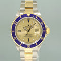 MINT Rolex Submariner 16613 Two Tone Gold Champagne Serti Diamond Watch Box