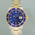 1989 MINT Rolex Submariner 16613LB Gold Steel Two Tone Yellow Gold Sunburst Blue Dial Watch
