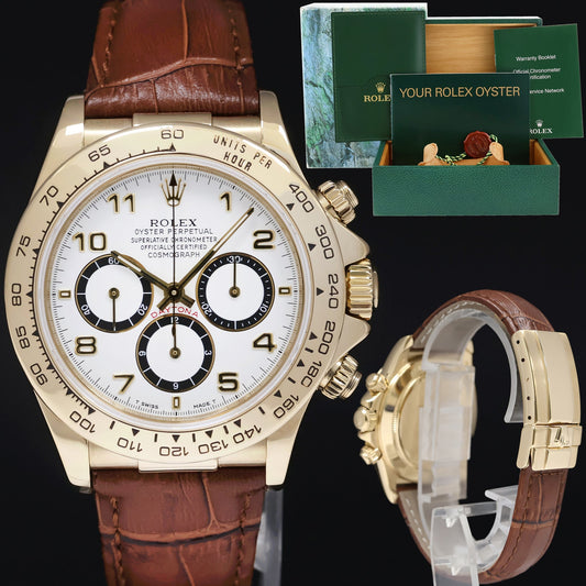 1994 MINT Rolex Daytona Zenith 16518 White Arabic Chrono Yellow Gold Watch Box