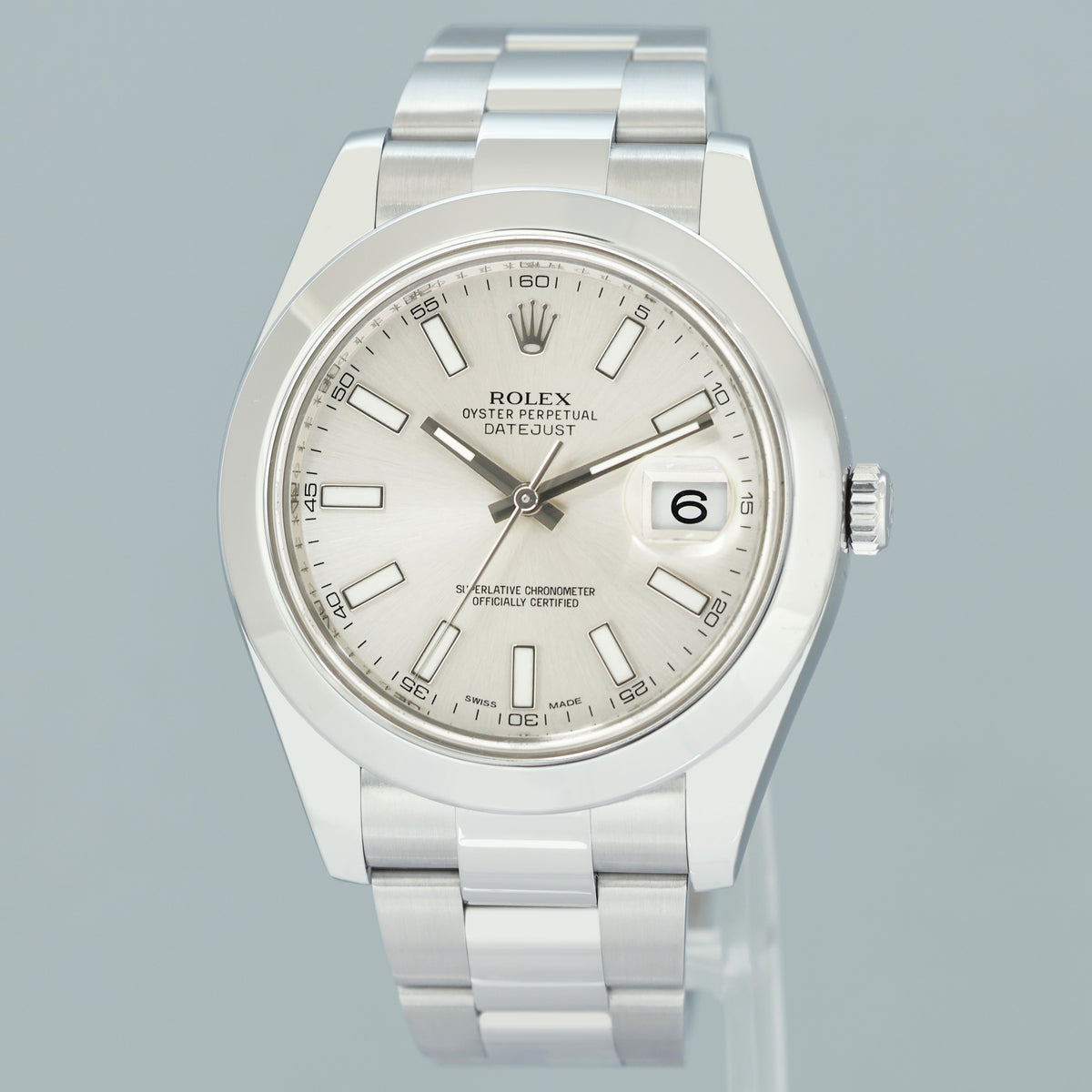 MINT 2015 Rolex 116300 Datejust II Silver Stick 41mm Oyster 41mm Watch Box