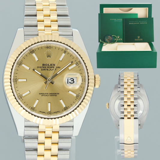 2024 MINT 126333 Rolex DateJust 41 Two Tone Yellow Gold 41mm Champagne Watch Box