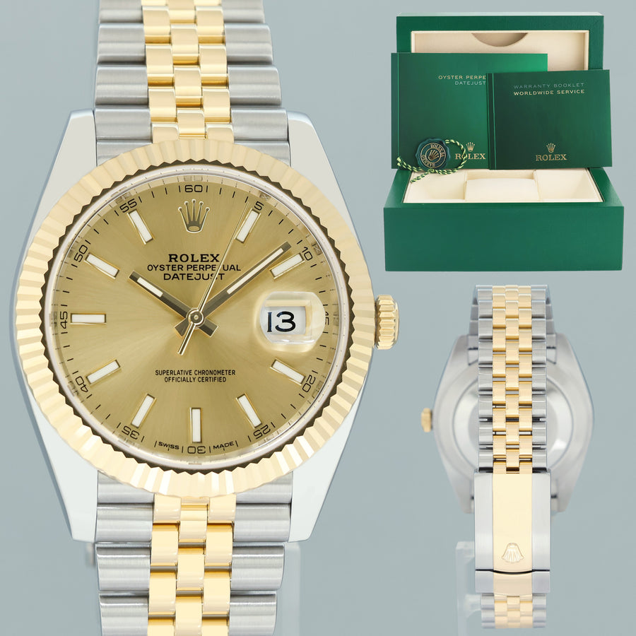 2024 MINT 126333 Rolex DateJust 41 Two Tone Yellow Gold 41mm Champagne Watch Box