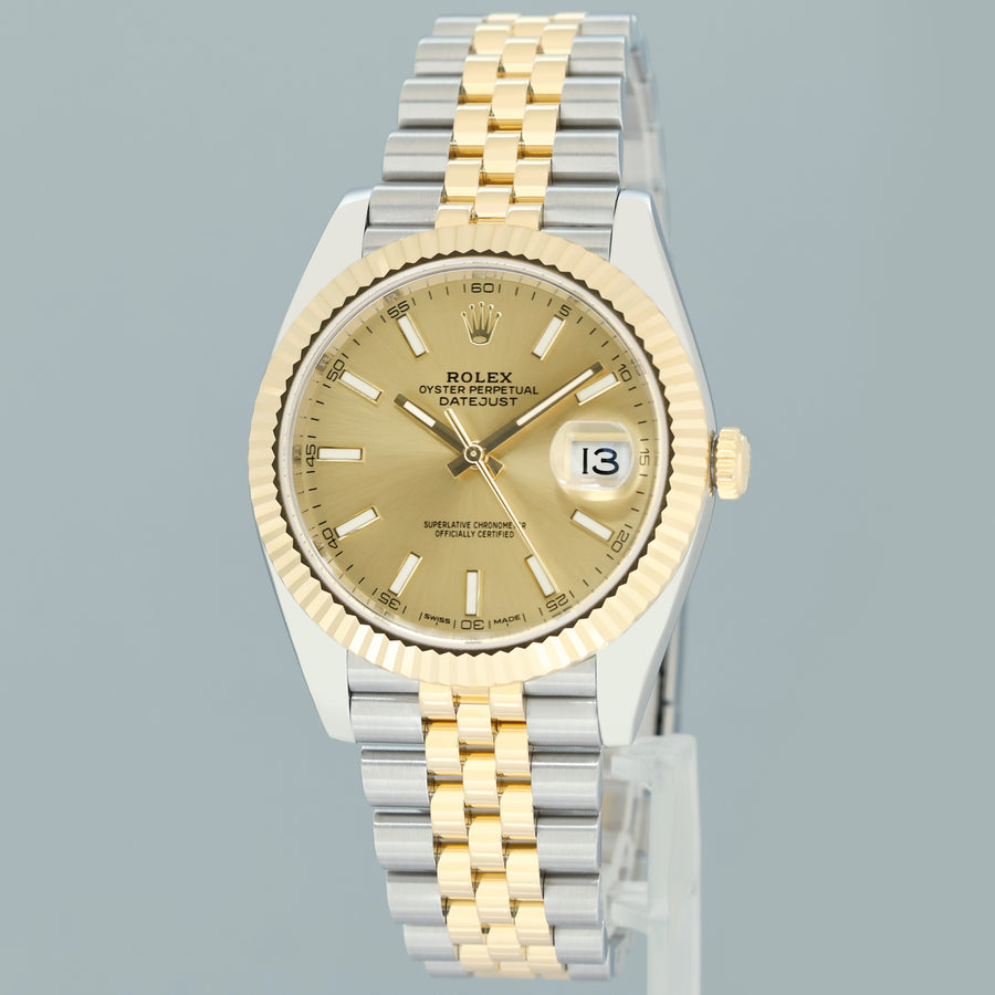 2024 MINT 126333 Rolex DateJust 41 Two Tone Yellow Gold 41mm Champagne Watch Box