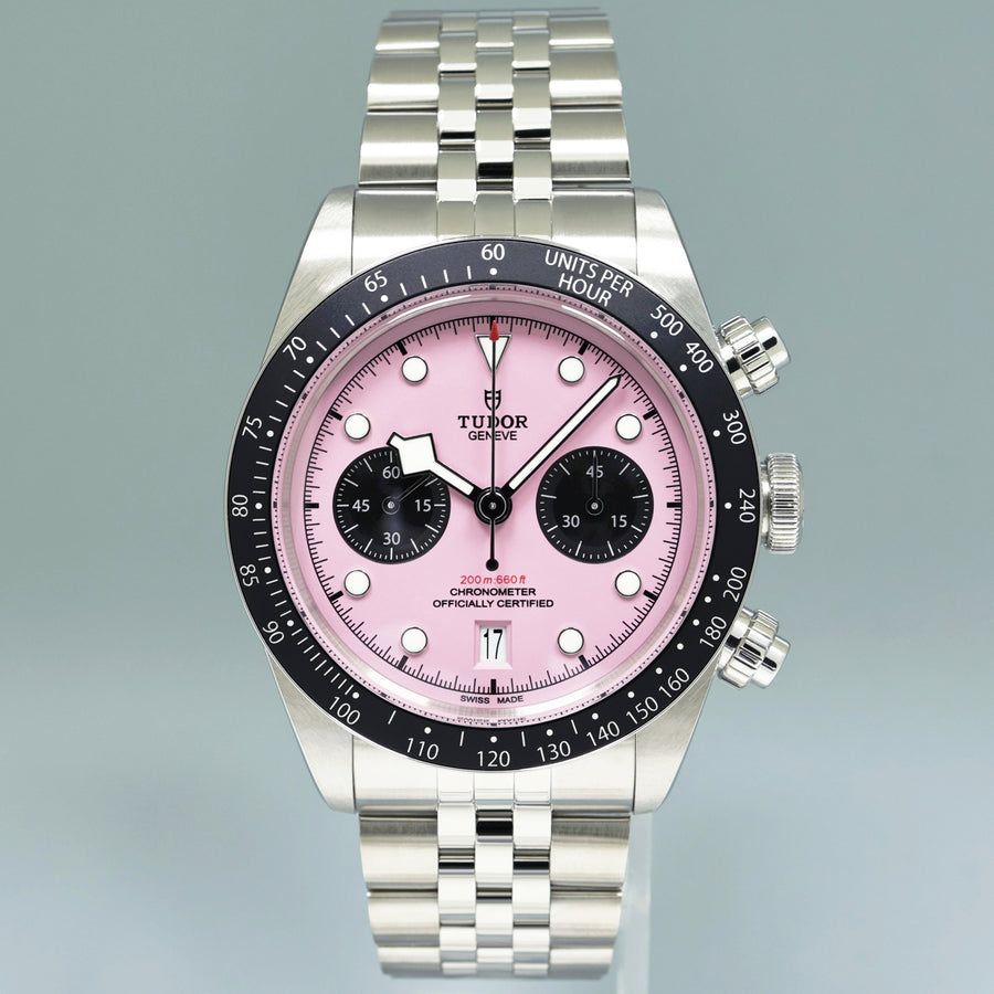 2024 NEW PAPERS Tudor Heritage Pink Chrono Jubilee Steel Black Bay Watch 79360N Box