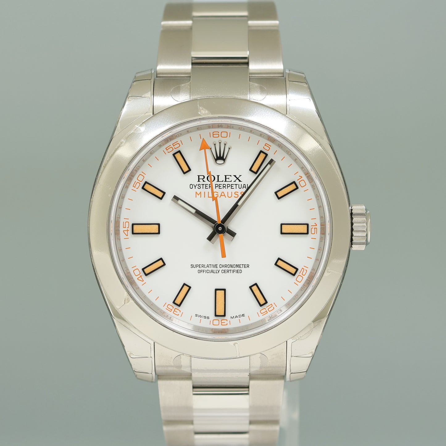 NEW STICKERS 2018 PAPERS Rolex Milgauss 116400 Orange White 40mm Steel Watch Box