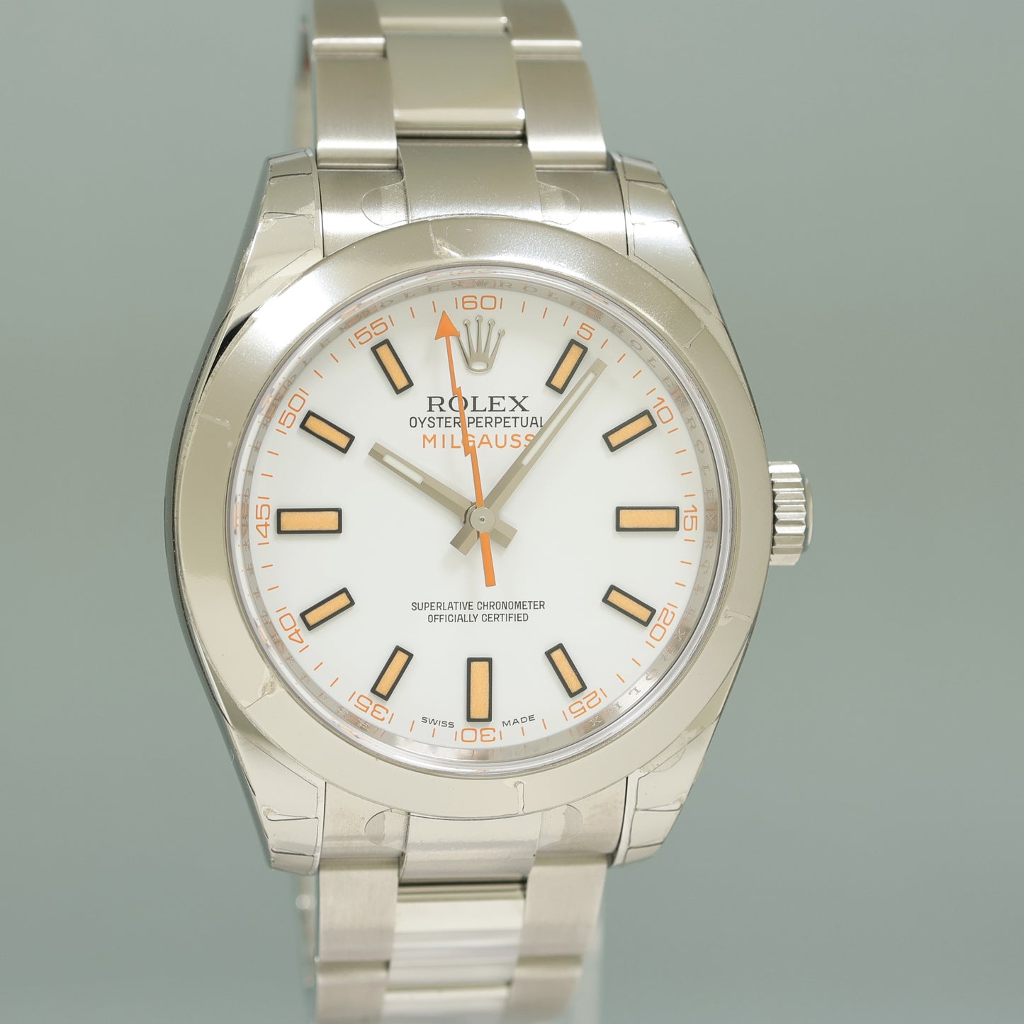 NEW STICKERS 2018 PAPERS Rolex Milgauss 116400 Orange White 40mm Steel Watch Box