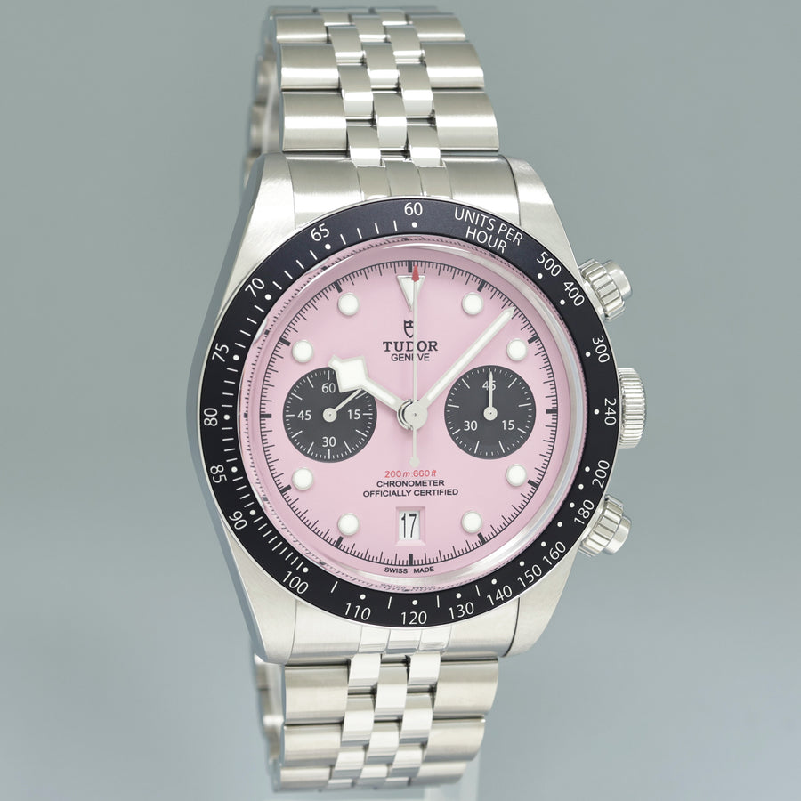 2024 NEW PAPERS Tudor Heritage Pink Chrono Jubilee Steel Black Bay Watch 79360N Box