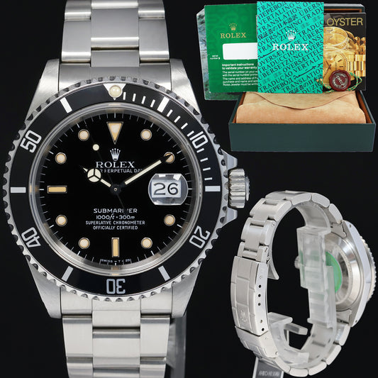 1989 MINT Rolex Submariner Date 16610 Steel Black 40mm Oyster Watch Box