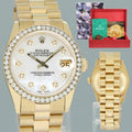 PEARL DIAMOND Rolex 6827 Yellow Gold 31mm Midsize Lady President Watch
