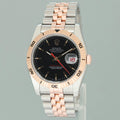 2005 Rolex DateJust Turn-O-Graph 116261 Rose Gold Two Tone Steel Black Jubilee Watch