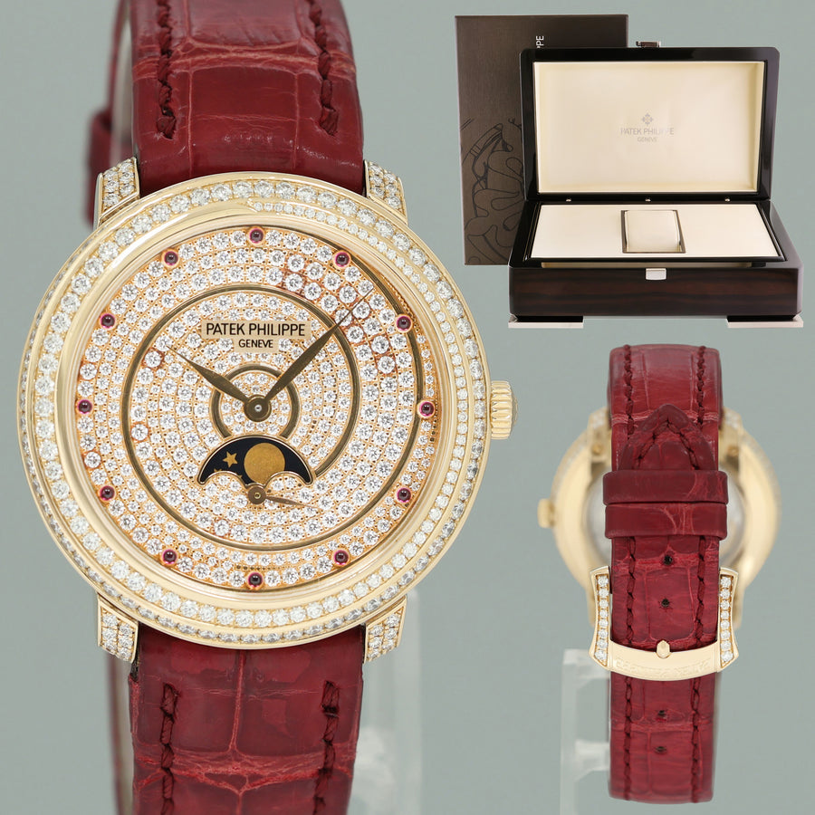 MINT PAPERS Patek Philippe 4968/400R-001 Rose Gold Moonphase Pave Diamond Watch