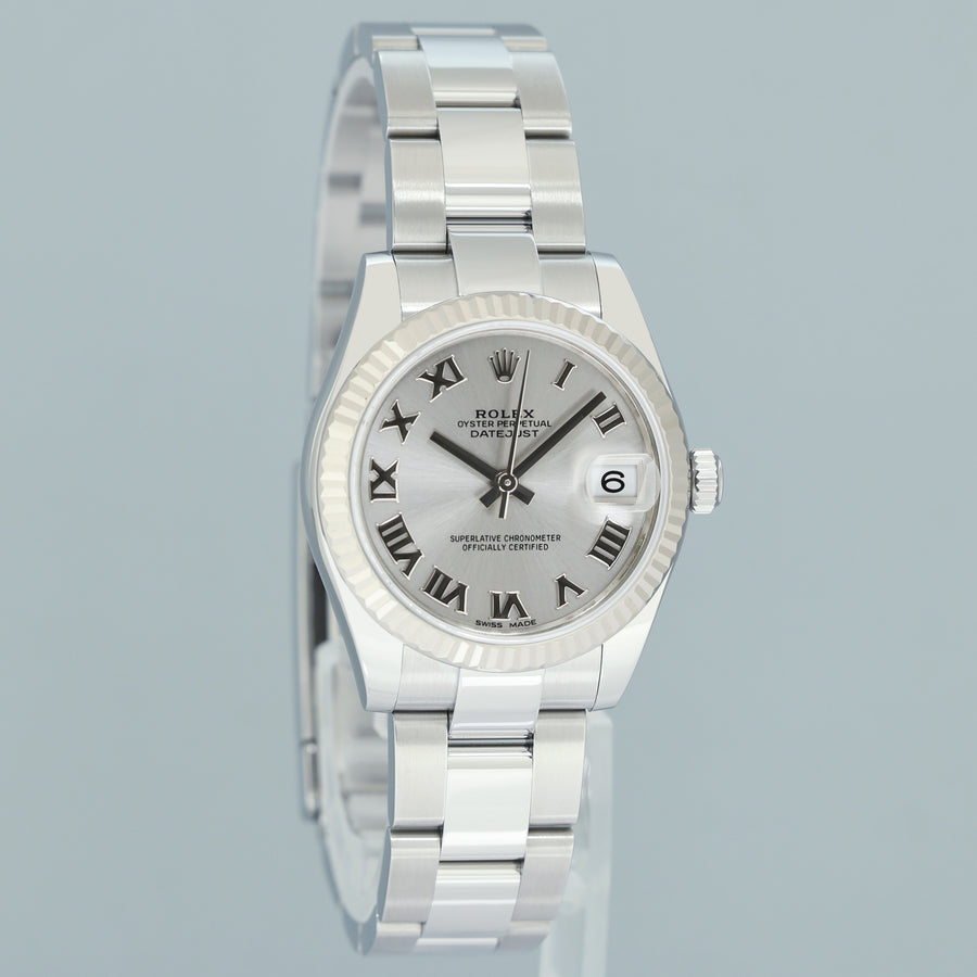 2019 PAPERS MINT Ladies Rolex DateJust Midsize 31mm Rhodium Roman 178274 Watch Box