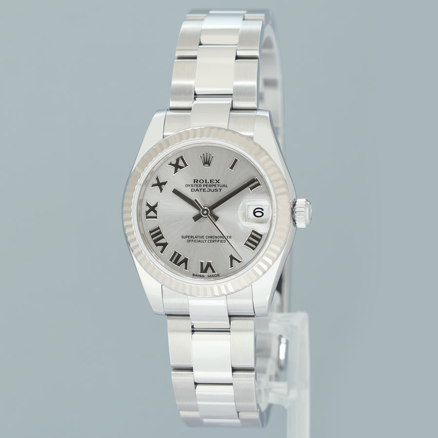 2019 PAPERS MINT Ladies Rolex DateJust Midsize 31mm Rhodium Roman 178274 Watch Box