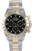 MINT Rolex Daytona 116523 Chronograph Black Steel Yellow Gold Two Tone Watch Box