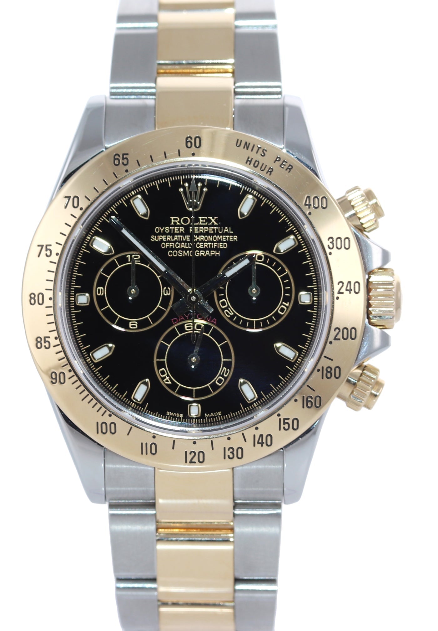 MINT Rolex Daytona 116523 Chronograph Black Steel Yellow Gold Two Tone Watch Box