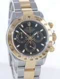 MINT Rolex Daytona 116523 Chronograph Black Steel Yellow Gold Two Tone Watch Box