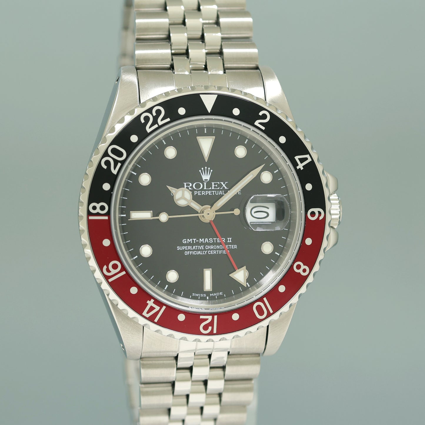 Rolex GMT-Master 2 Fat Lady Coke Jubilee Red Black Steel 16760 40mm Watch Box