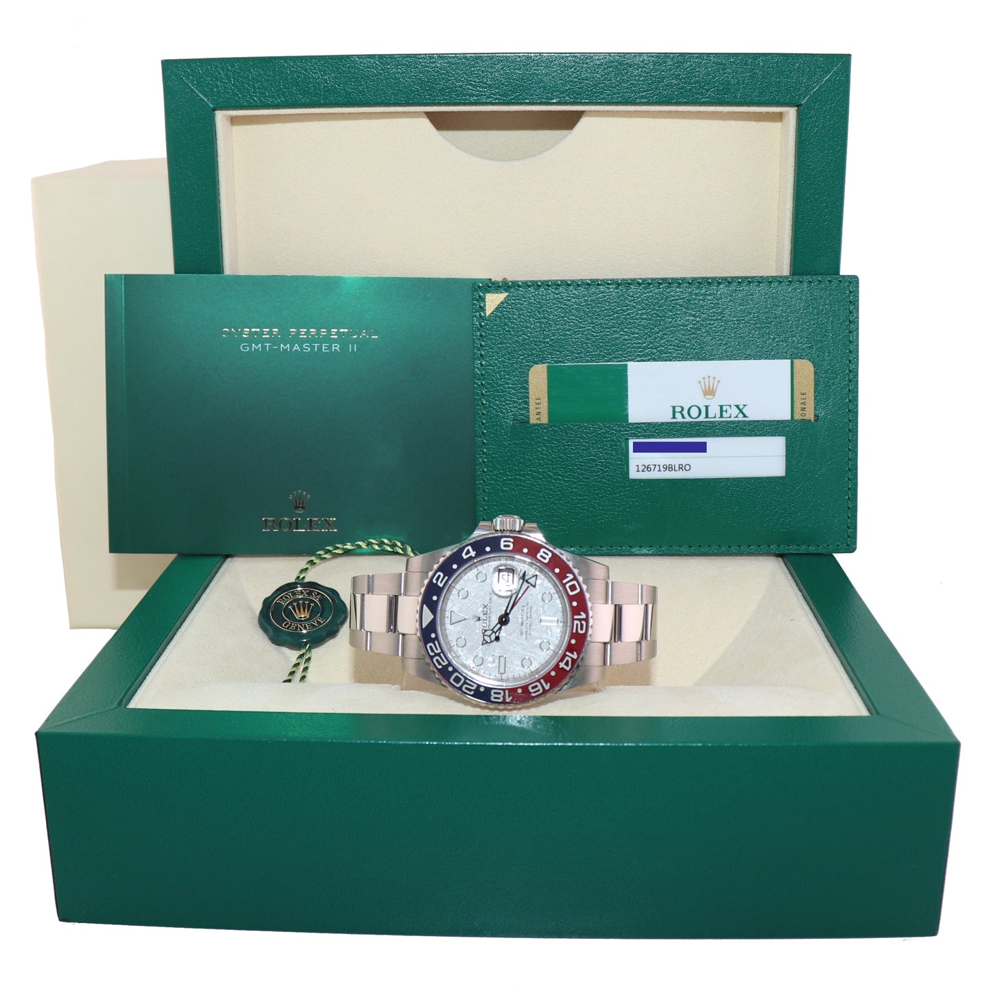 PAPERS MINT Rolex GMT-Master II 126719 Pepsi METEORITE White Gold 40mm Watch Box