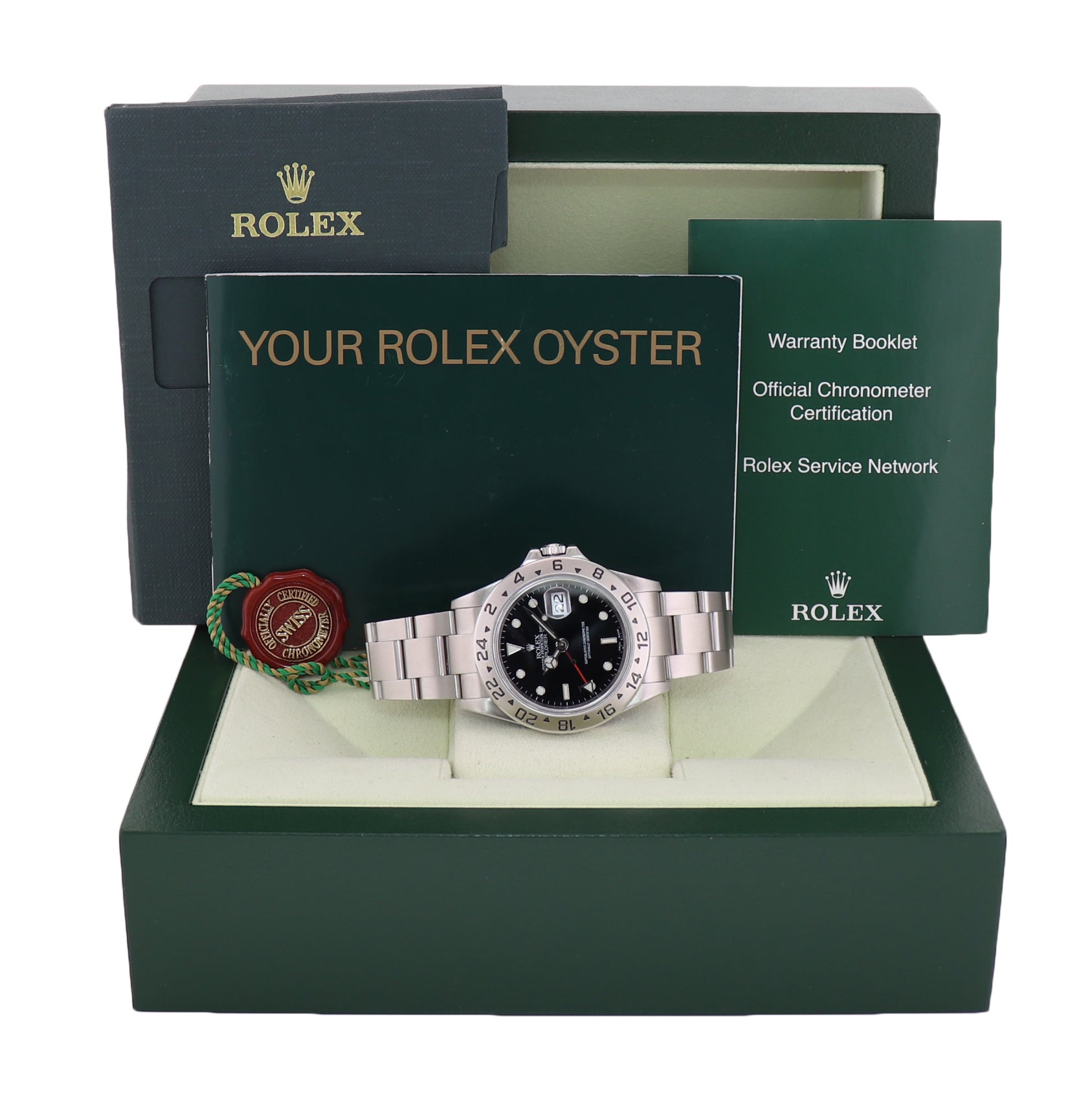 2004 MINT Rolex Explorer II 16570 Stainless Steel Black Date GMT 40mm Watch Box