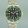 PAPERS Flat 4 Rolex Kermit F Serial Green Anniversary Submariner 16610LV Watch Box