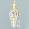 Papers MOP Diamond Pearl Ladies Rolex DateJust 26mm 69173 Two Tone Gold Oyster Watch