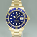 PAPERS 2008 Rolex 16618 Submariner Yellow Gold Blue Rehaut Sunburst Dial Watch Box