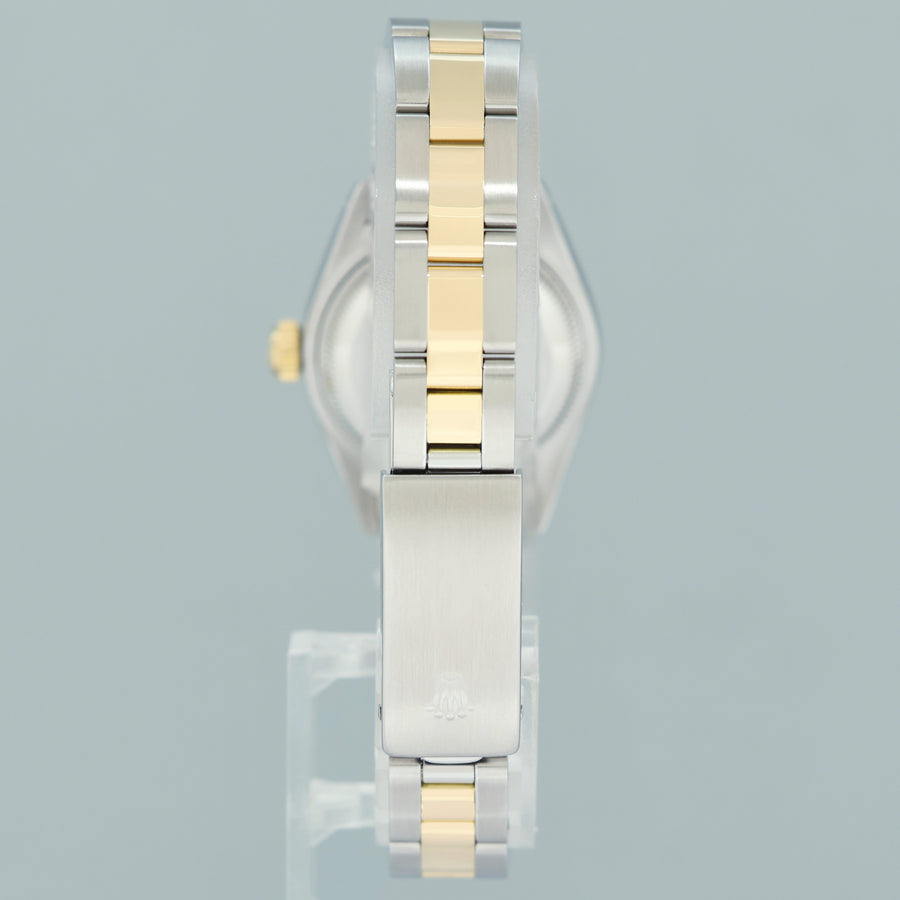 Papers MOP Diamond Pearl Ladies Rolex DateJust 26mm 69173 Two Tone Gold Oyster Watch