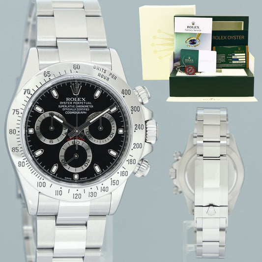 PAPERS 2026 RSC MINT Rolex Daytona 116520 Black Dial Steel Chronograph 40mm Watch Box