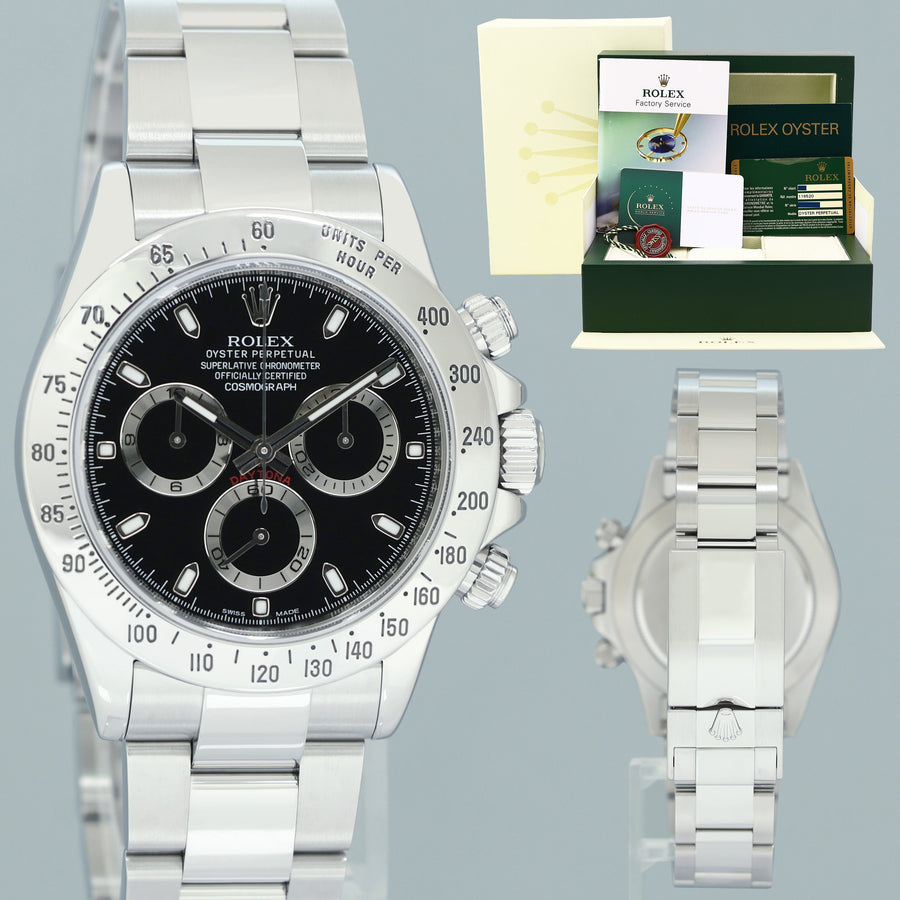 PAPERS 2026 RSC MINT Rolex Daytona 116520 Black Dial Steel Chronograph 40mm Watch Box