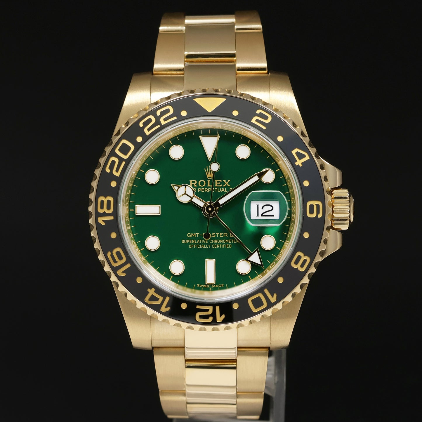 MINT 2013 PAPERS Rolex GMT-Master 2 Ceramic Green Dial 116718 Yellow Gold Watch