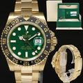 MINT 2016 PAPERS Rolex 116718LN GMT-Master II Ceramic Green Yellow Gold 40mm Watch