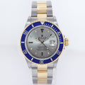 MINT Rolex Gold Buckle Rolex Submariner 16613 Two Tone Gold Silver Serti Diamond Watch