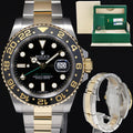2016 MINT PAPERS Rolex GMT-Master 2 Ceramic 116713 Black Two Tone Steel Gold Watch