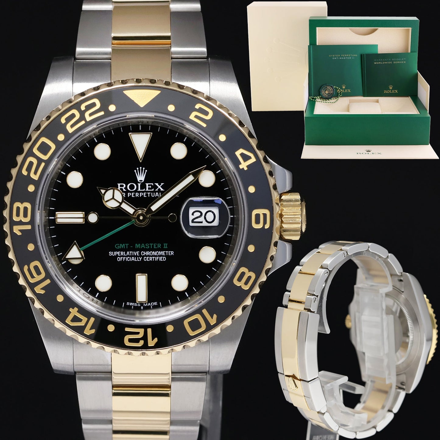 MINT 2016 Rolex GMT-Master 2 Ceramic 116713 Black Two Tone Steel Gold Watch Box