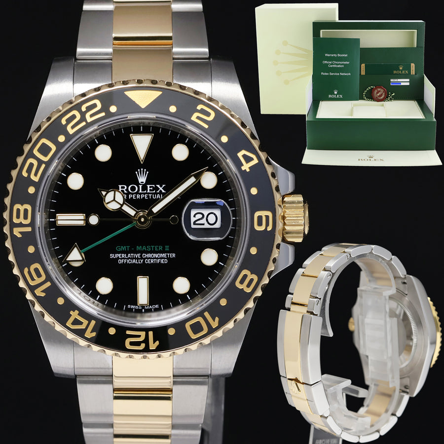 MINT PAPERS 116713 Rolex GMT-Master II 2 Ceramic Black Two Tone Steel Gold Watch Box