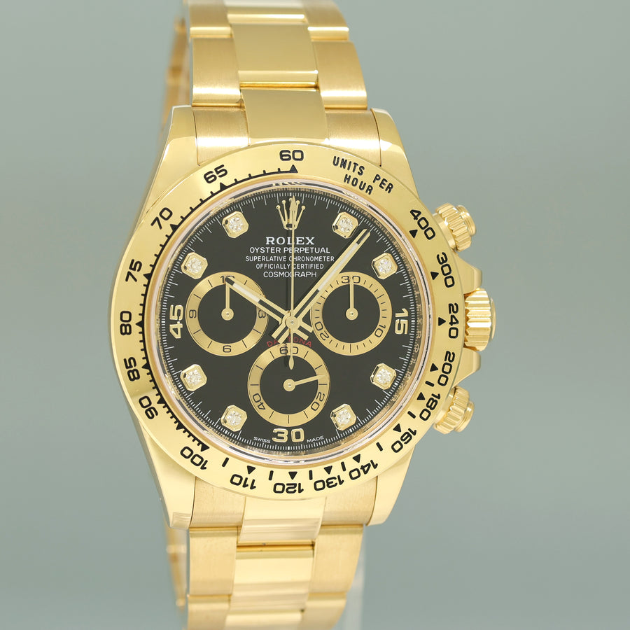 2023 NEW Rolex Daytona 116508 Black Diamond Yellow Gold 40mm Chrono Watch Box