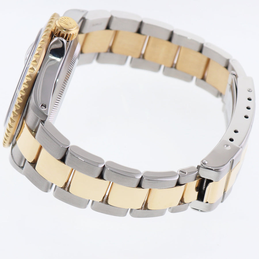 MINT Rolex Gold Buckle Rolex Submariner 16613 Two Tone Gold Silver Serti Diamond Watch