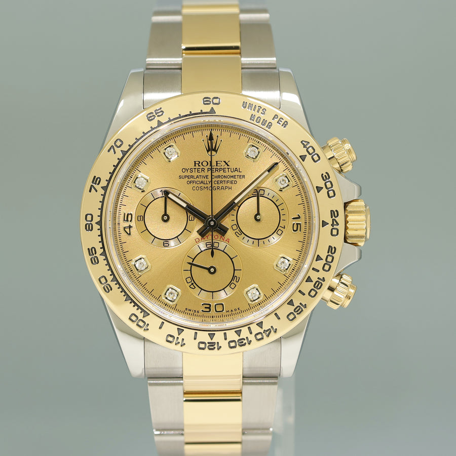 2022 MINT 116503 Rolex Daytona Two Tone Yellow Gold Champagne Diamond Watch