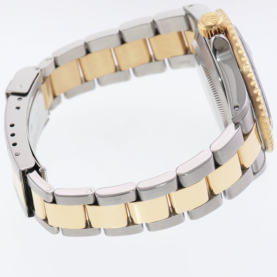 MINT Rolex Gold Buckle Rolex Submariner 16613 Two Tone Gold Silver Serti Diamond Watch