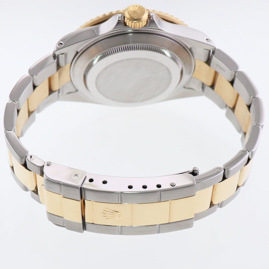 MINT Rolex Gold Buckle Rolex Submariner 16613 Two Tone Gold Silver Serti Diamond Watch