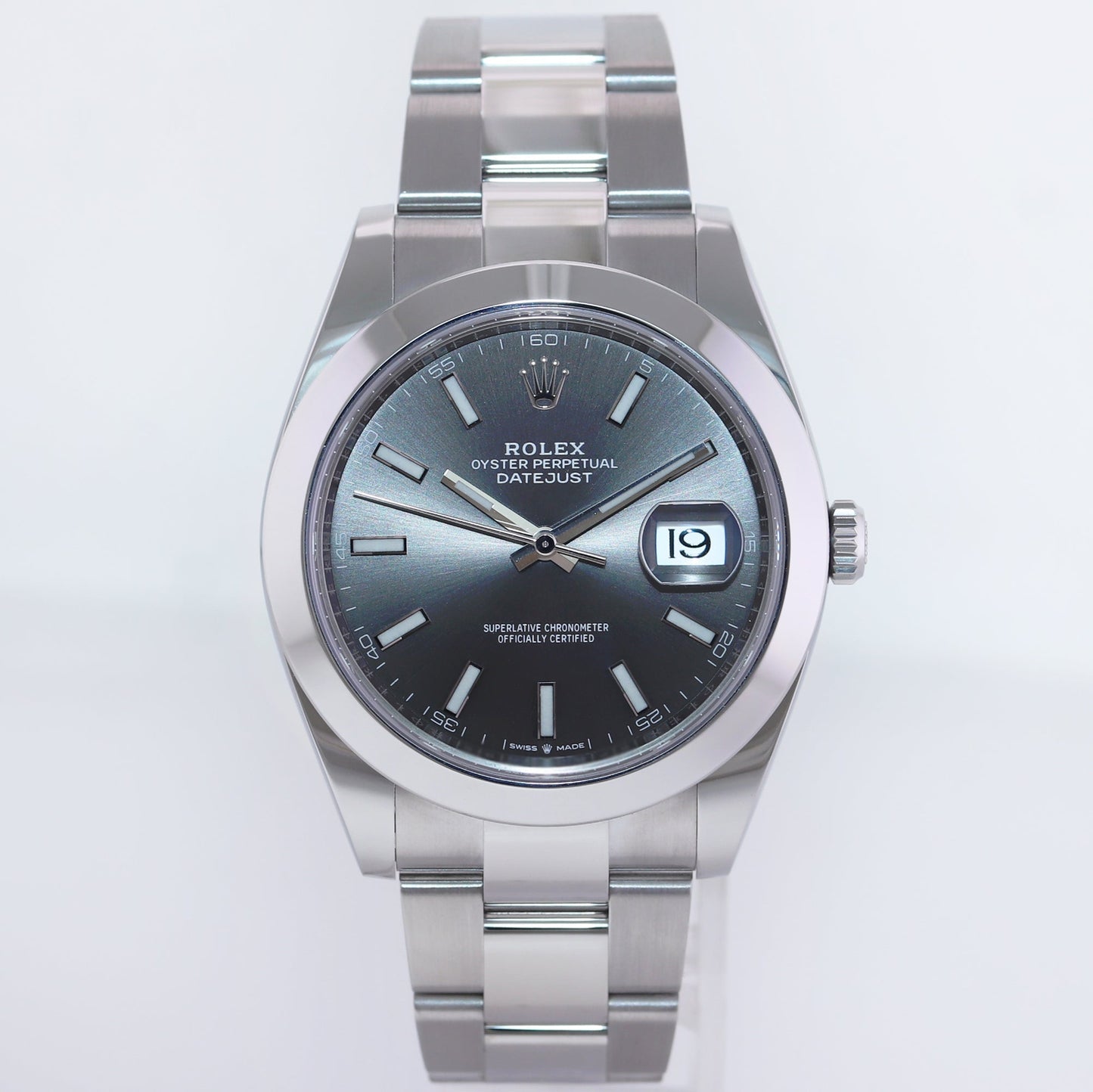 2023 NEW PAPERS Rolex 126300 DateJust 41mm 41 Steel Rhodium Stick Oyster Watch Box