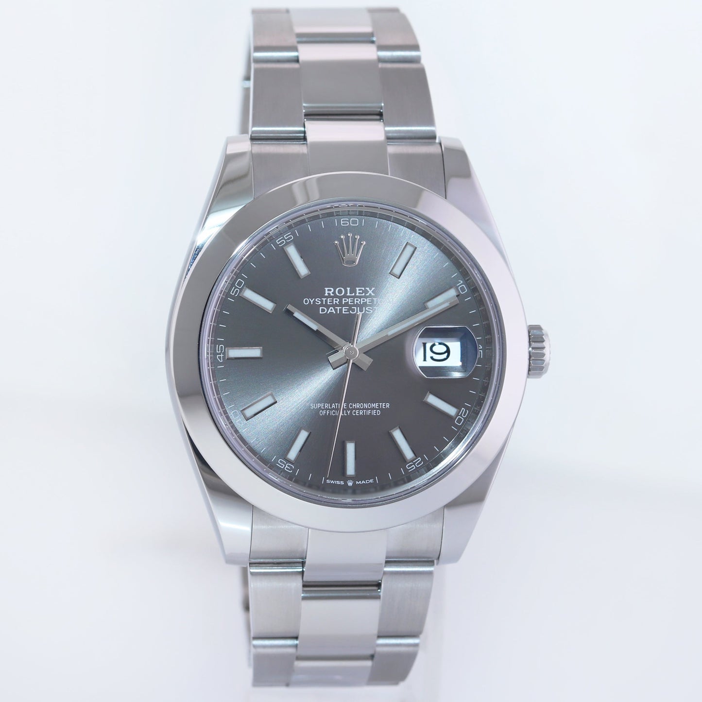 2023 NEW PAPERS Rolex 126300 DateJust 41mm 41 Steel Rhodium Stick Oyster Watch Box