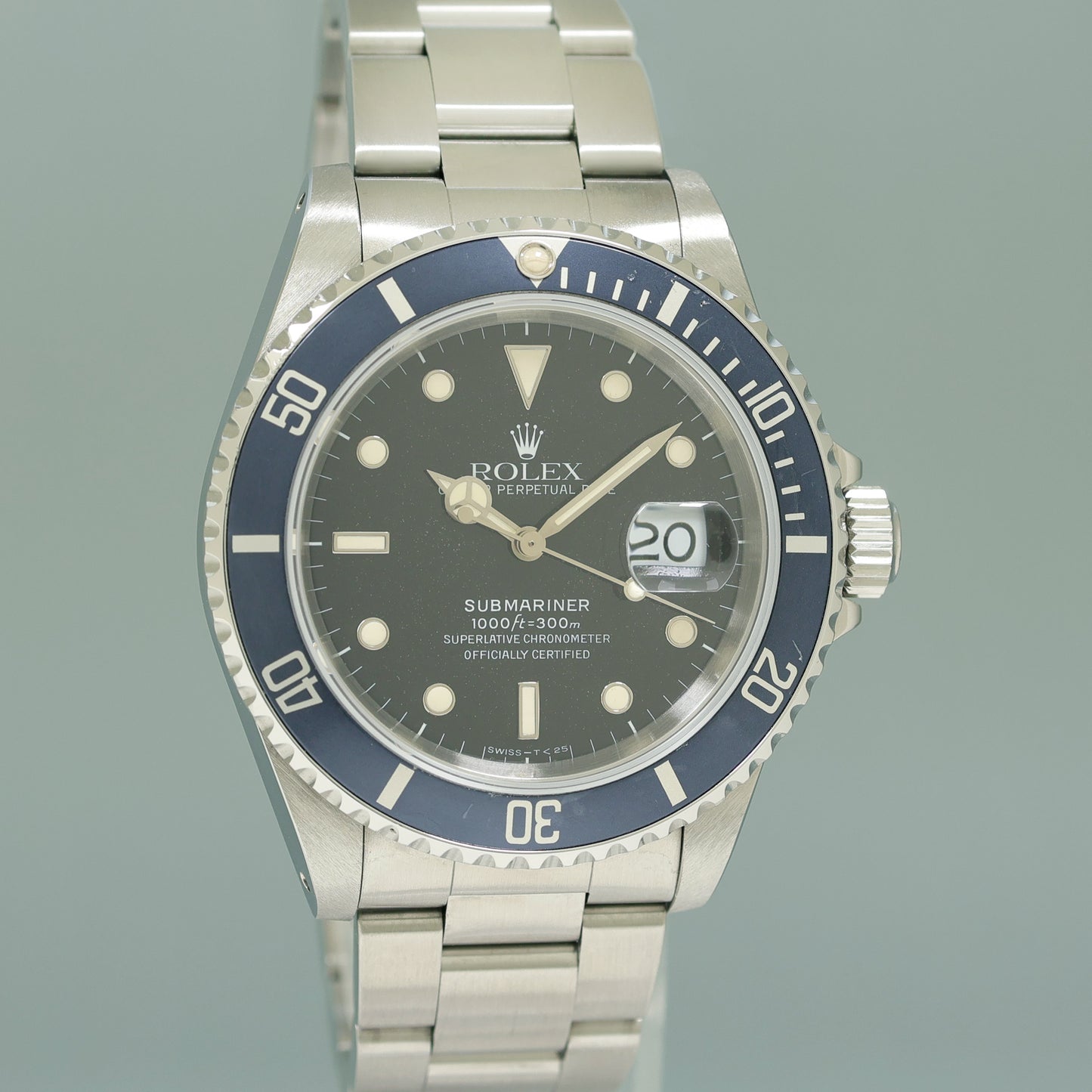 MINT Rolex Submariner Date 16610 Patina Steel Black Oyster 40mm Watch Box